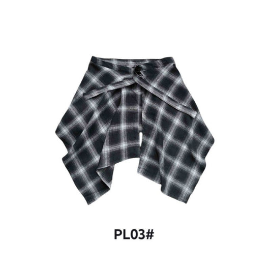 Adjustable Waist Tie Plaid Skirt