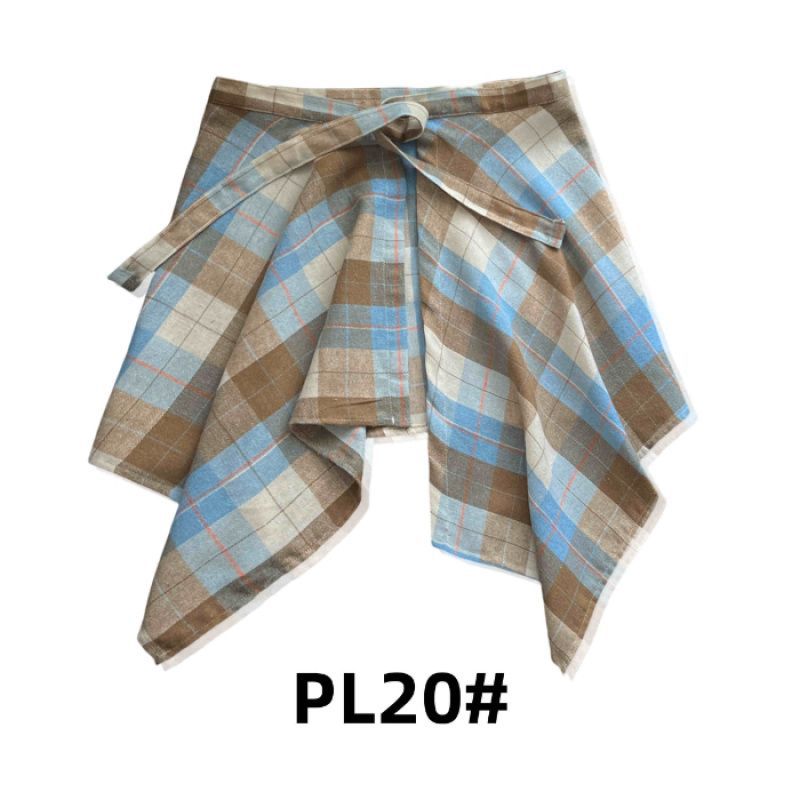 Adjustable Waist Tie Plaid Skirt