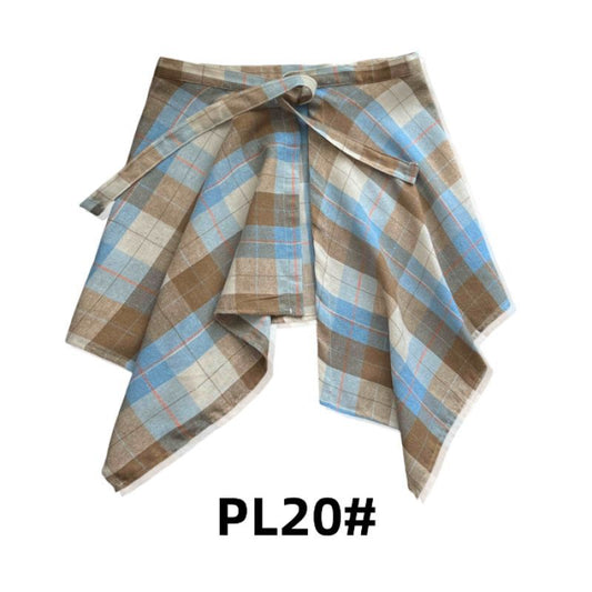 Adjustable Waist Tie Plaid Skirt