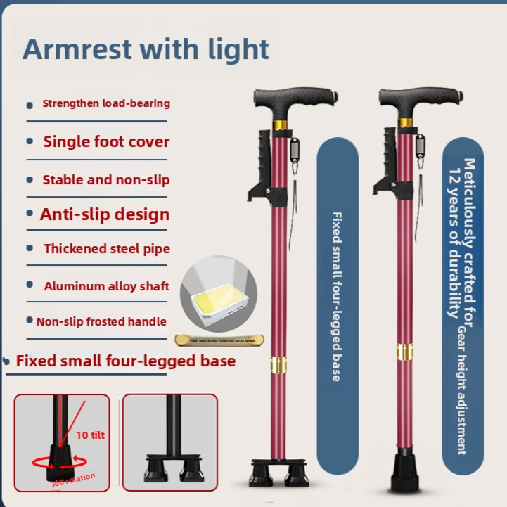 Adjustable Walking Cane with Anti-Slip Base
