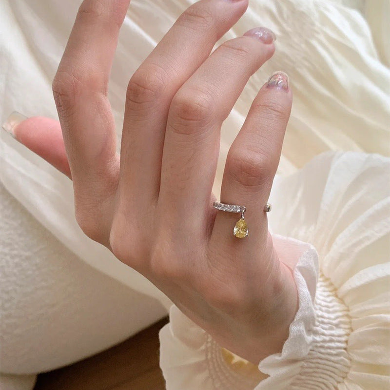 Adjustable Water Drop Diamond Ring