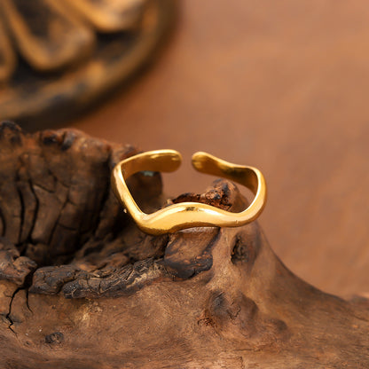 Adjustable Wave Pattern Stainless Steel Ring