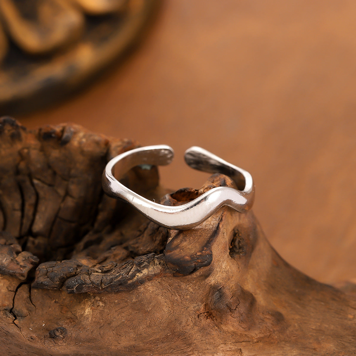 Adjustable Wave Pattern Stainless Steel Ring