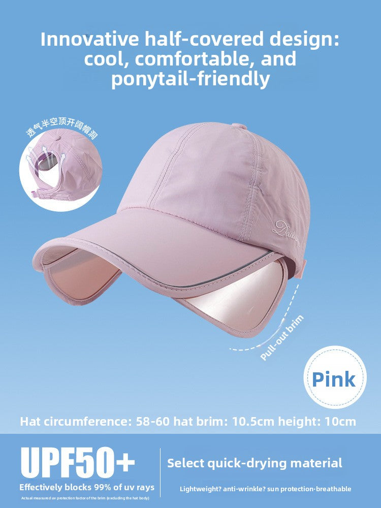 Adjustable Wide Brim Sun Hat with Mesh Top