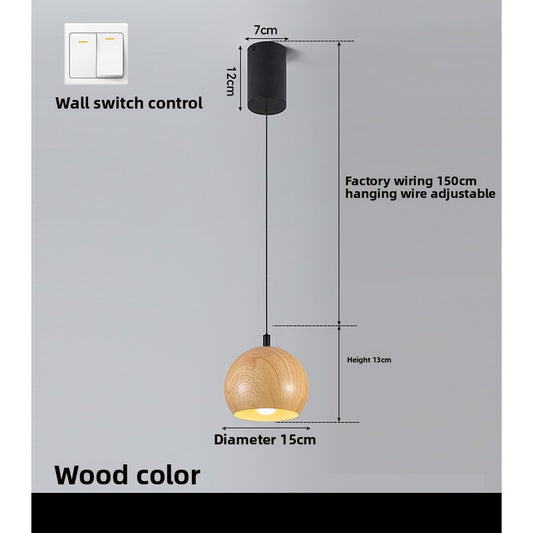 Adjustable Wood Grain Pendant Light with Multi-Tone Lighting