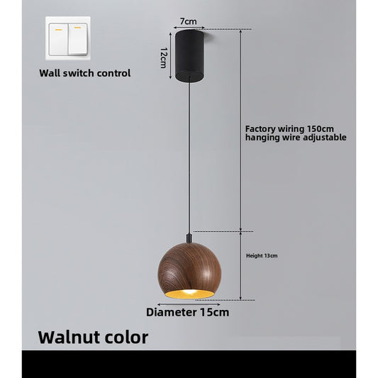 Adjustable Wood Grain Pendant Light with Multi-Tone Lighting