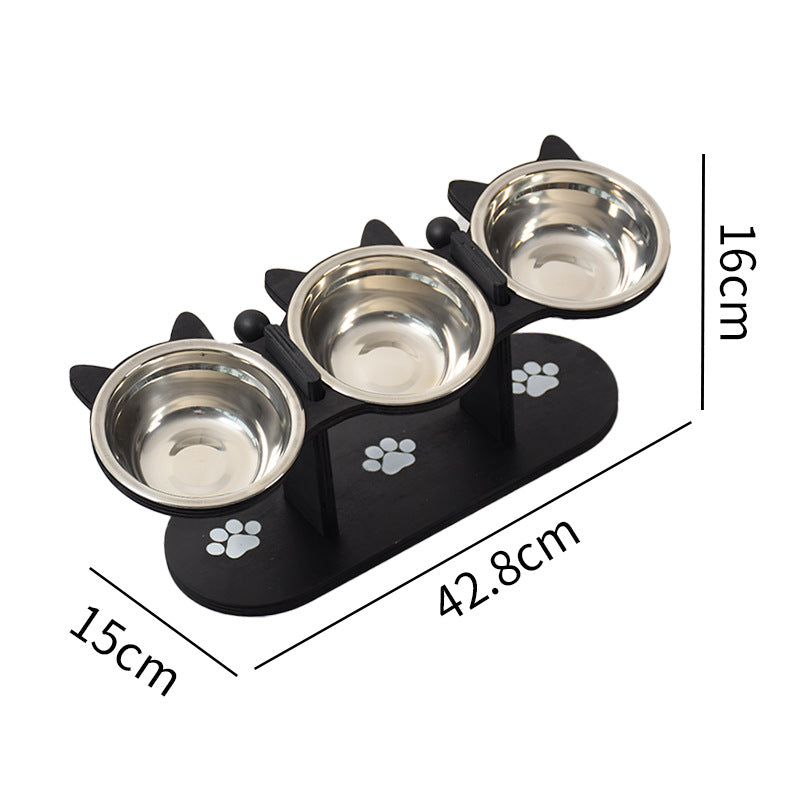 Adjustable Wooden Pet Bowl Rack Feeding Station