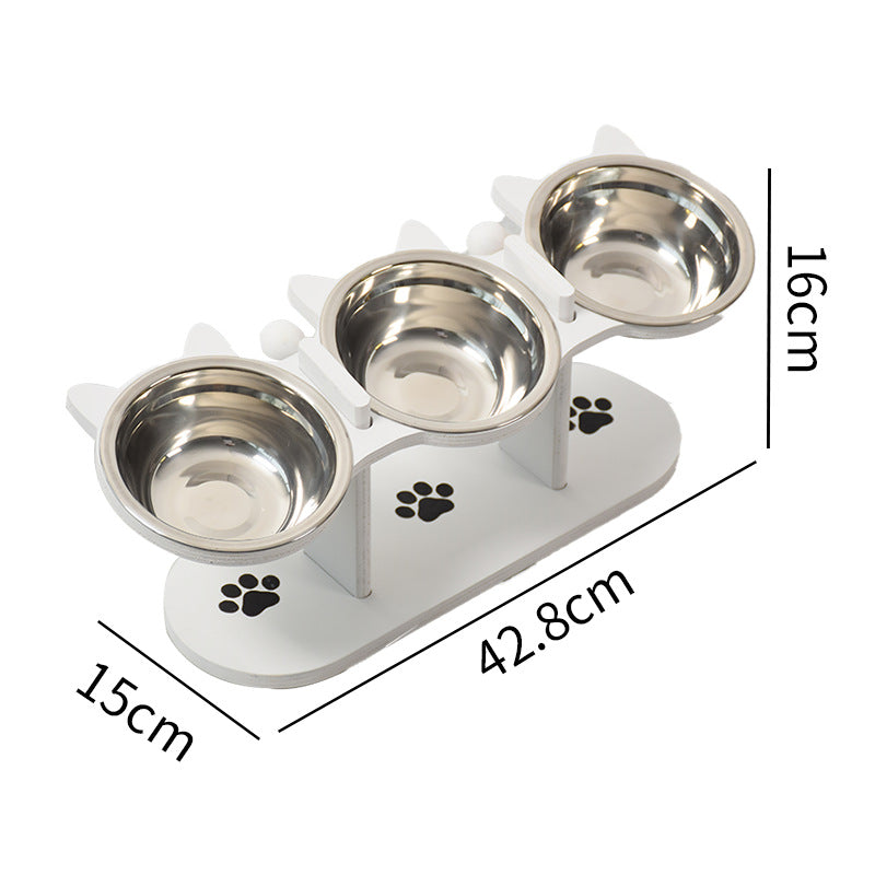 Adjustable Wooden Pet Bowl Rack Feeding Station
