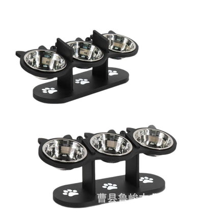 Adjustable Wooden Pet Bowl Rack Feeding Station