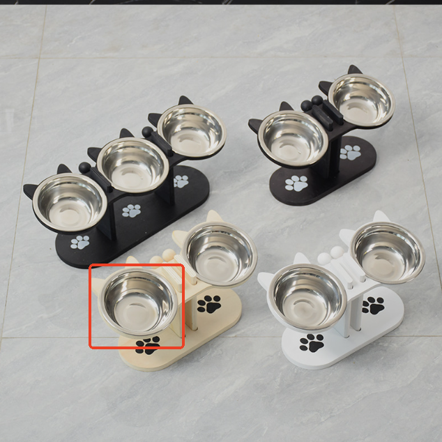 Adjustable Wooden Pet Bowl Rack Feeding Station