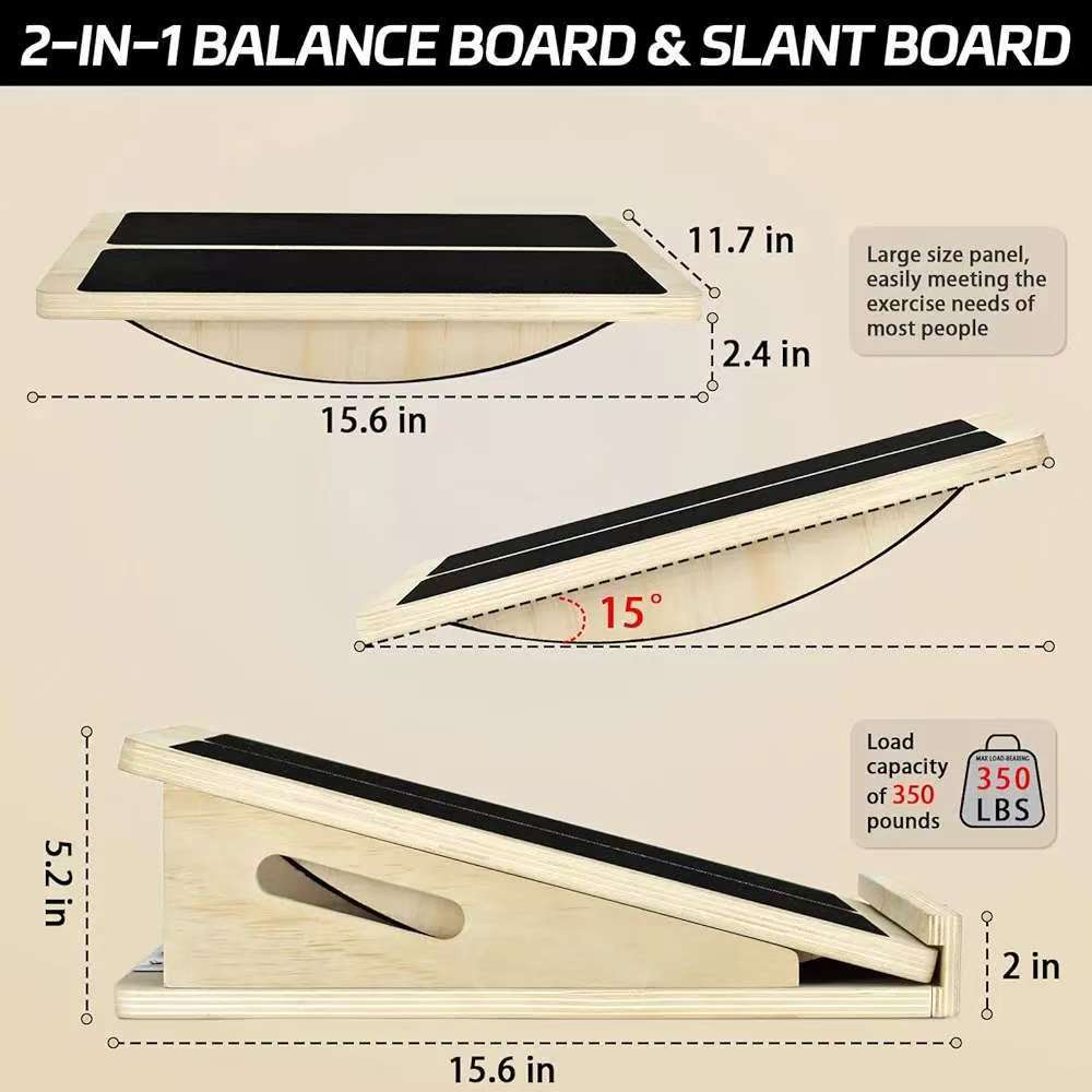 Adjustable Wooden Stretching Board and Balance Trainer