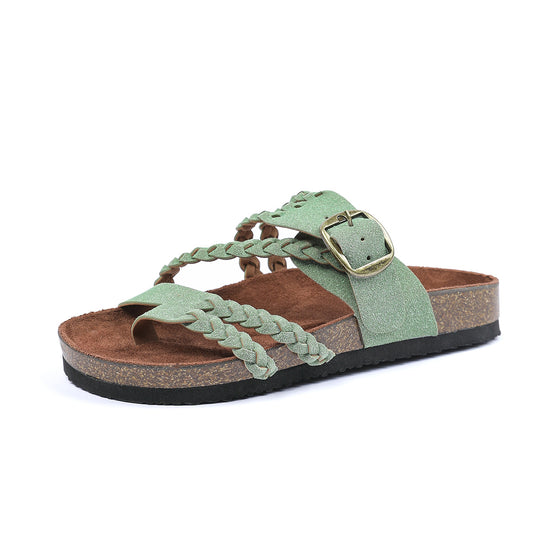 Adjustable Woven Flip Flops with Suede Insoles