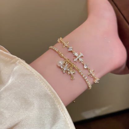 Adjustable Zircon Cross Bracelet for Women