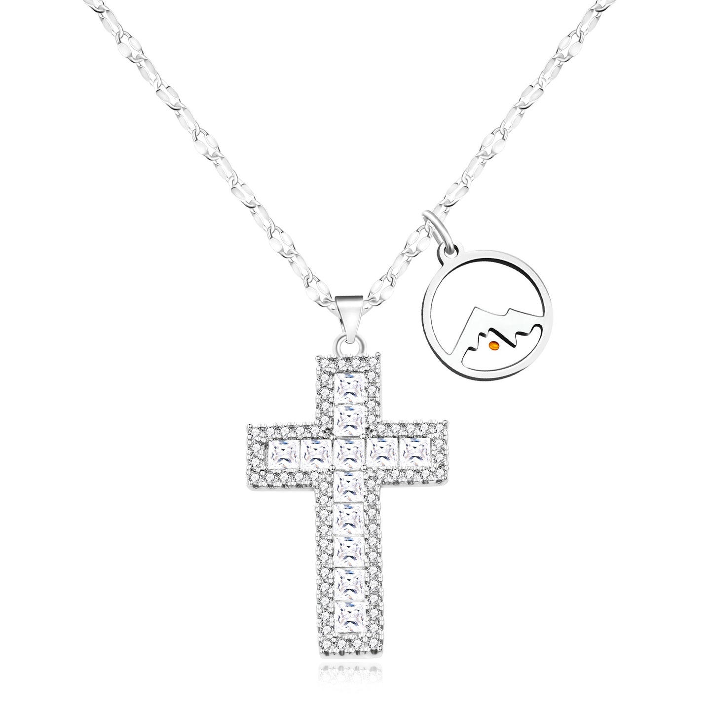 Adjustable Zircon Cross Pendant Necklace