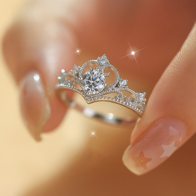 Adjustable Zircon Crown Ring