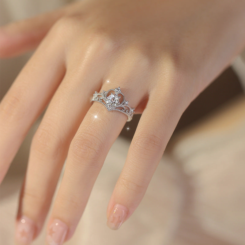 Adjustable Zircon Crown Ring