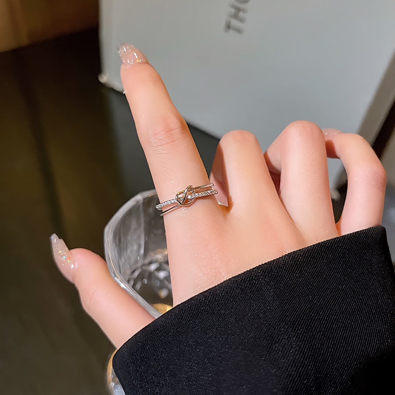 Adjustable Zircon Heart Ring