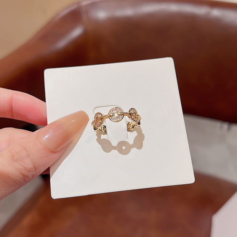 Adjustable Zircon Heart Ring