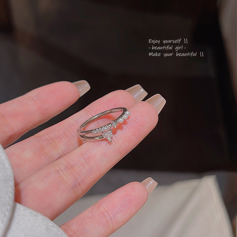 Adjustable Zircon Heart Ring