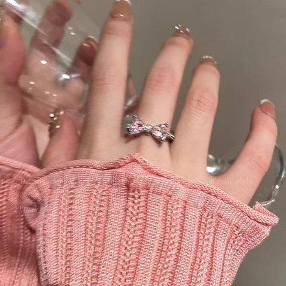 Adjustable Zircon Heart Ring