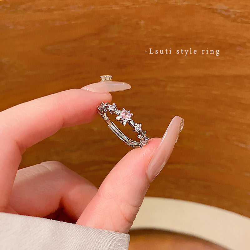 Adjustable Zircon Heart Ring