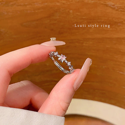 Adjustable Zircon Heart Ring