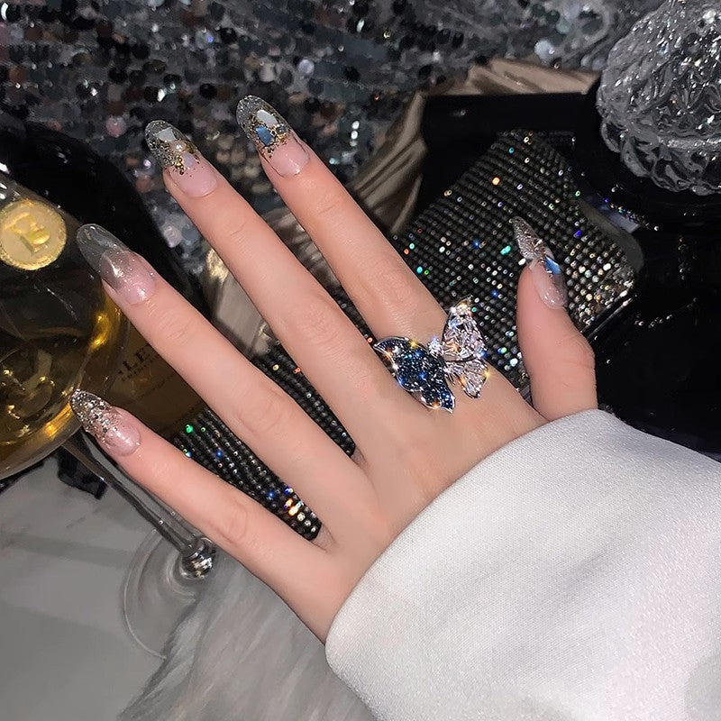 Adjustable Zircon Heart Ring