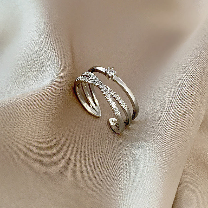 Adjustable Zircon Heart Ring