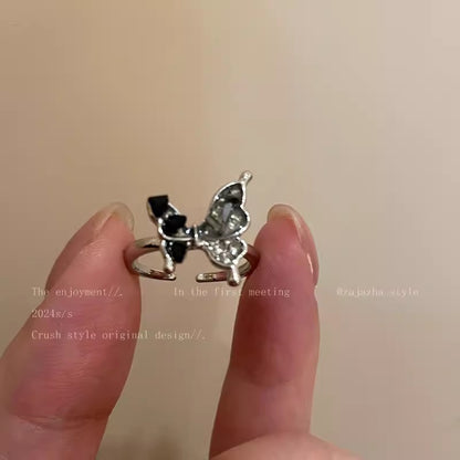 Adjustable Zircon Heart Ring