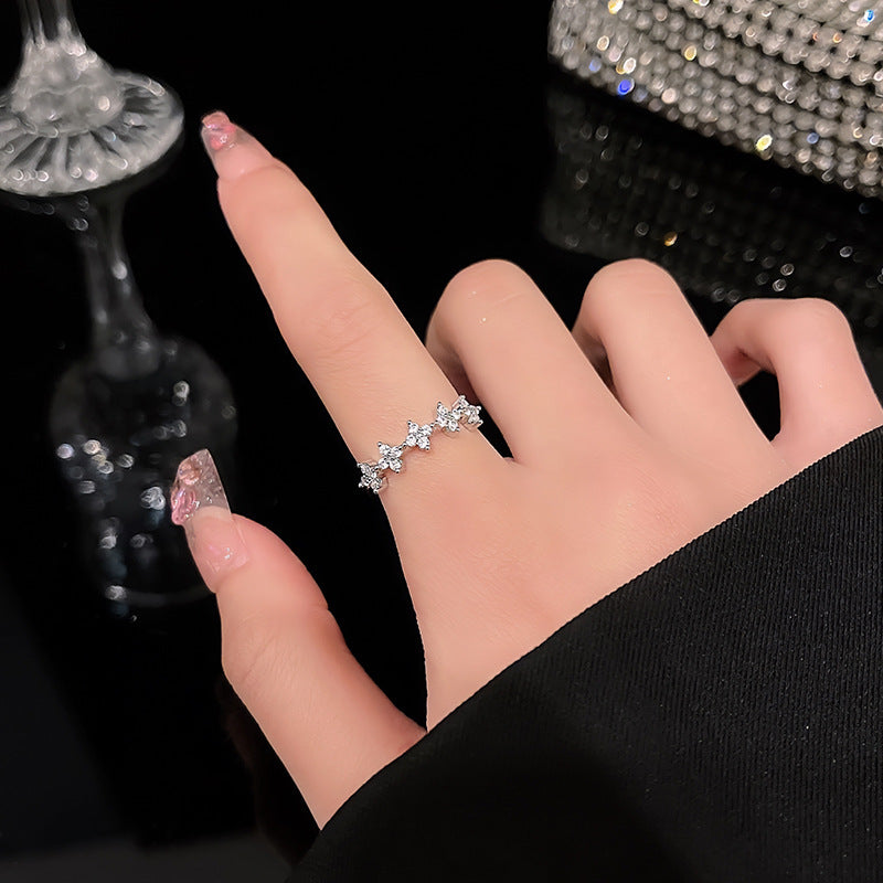 Adjustable Zircon Heart Ring