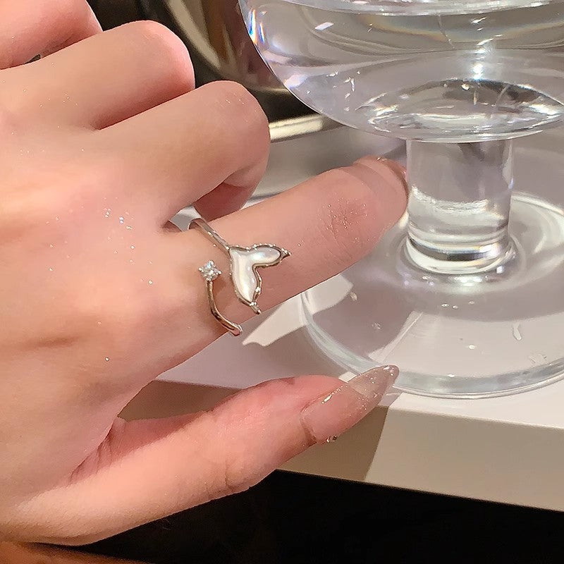 Adjustable Zircon Heart Ring