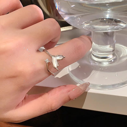 Adjustable Zircon Heart Ring