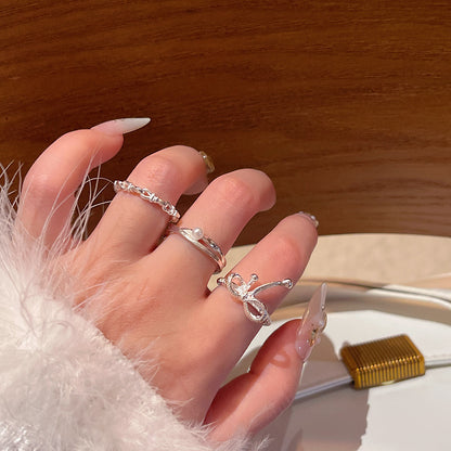 Adjustable Zircon Heart Ring