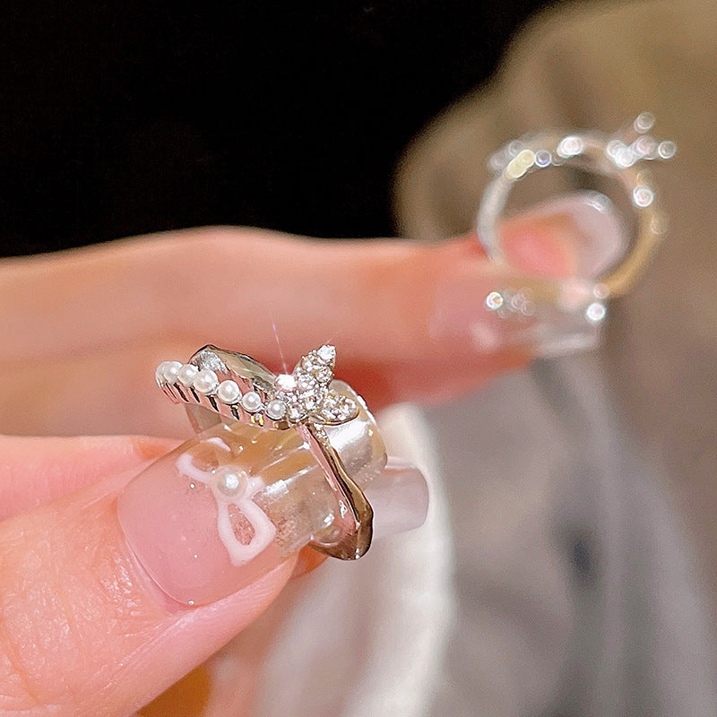 Adjustable Zircon Heart Ring