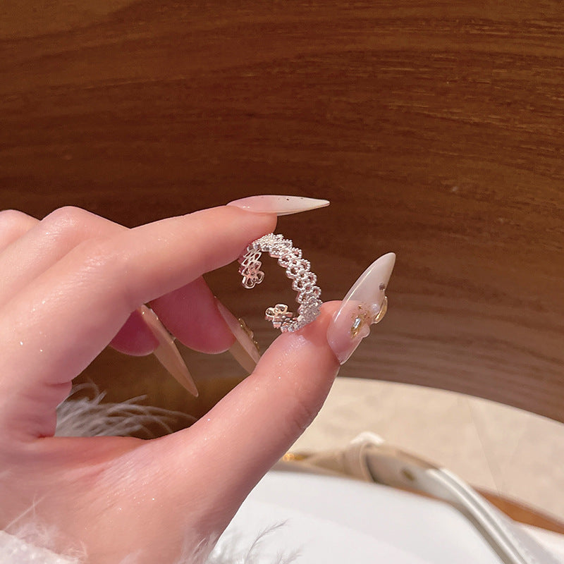 Adjustable Zircon Heart Ring