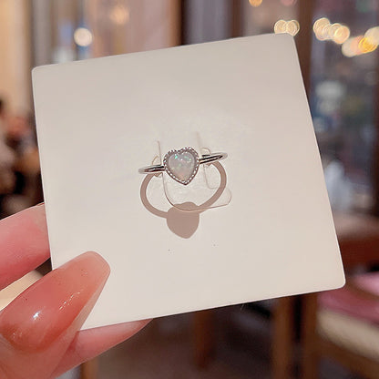 Adjustable Zircon Heart Ring