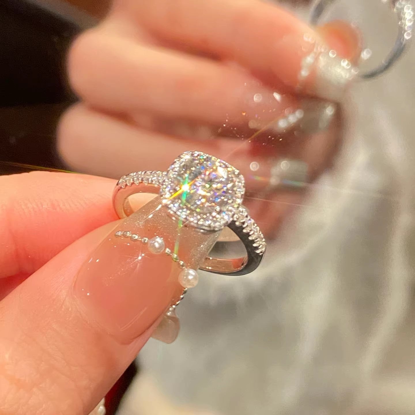 Adjustable Zircon Heart Ring