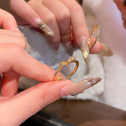 Adjustable Zircon Heart Ring