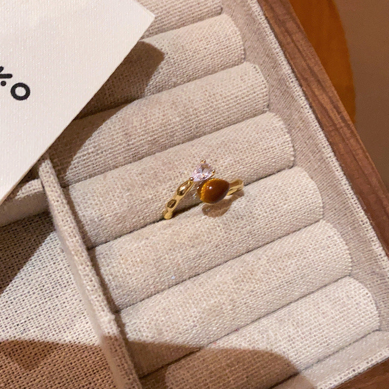 Adjustable Zircon Heart Ring