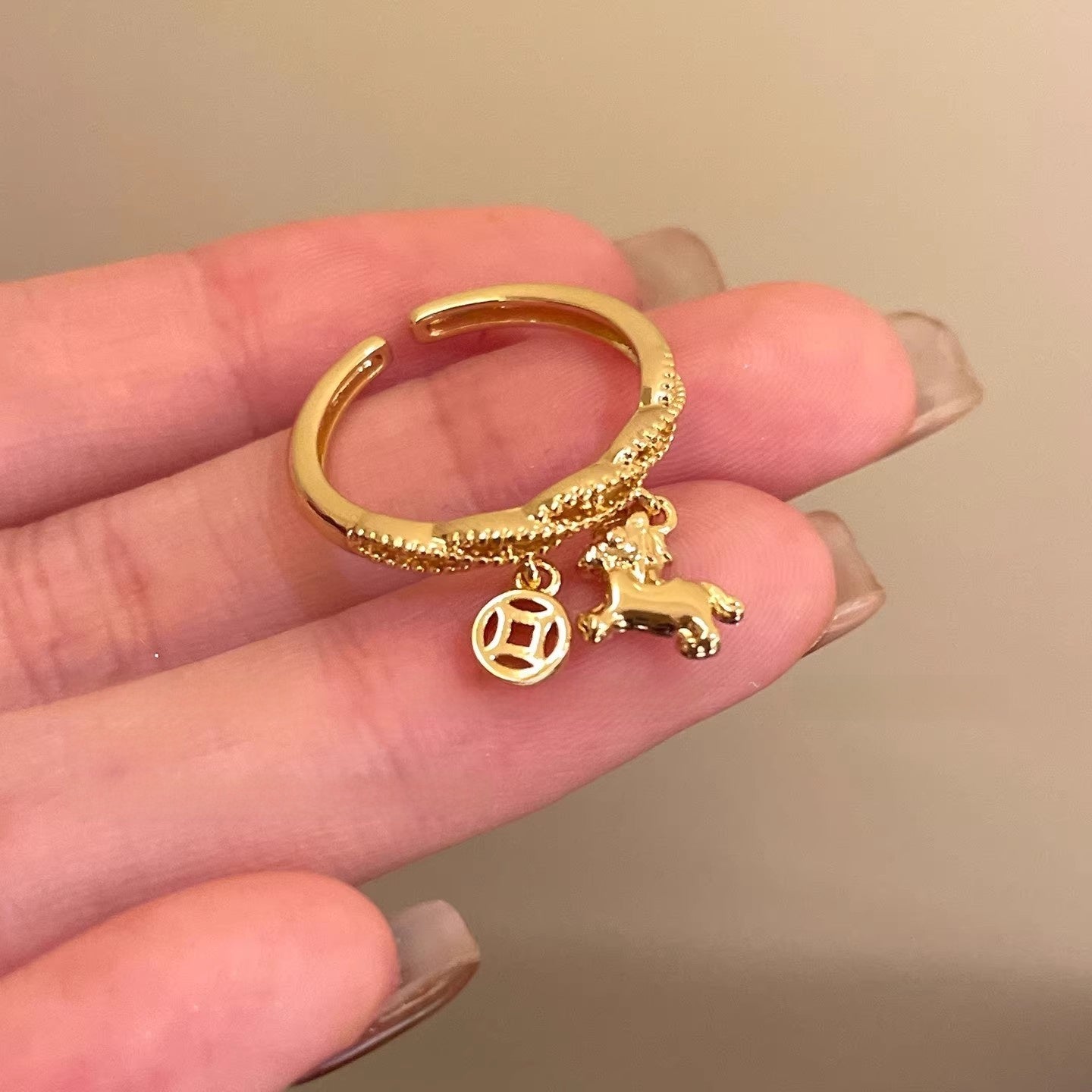 Adjustable Zircon Heart Ring