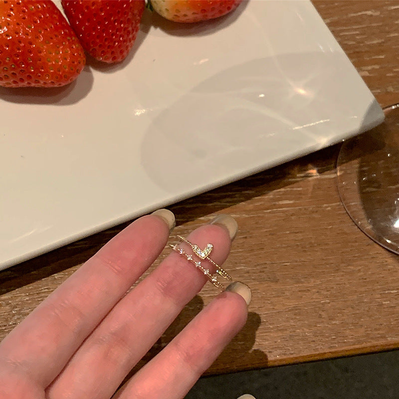 Adjustable Zircon Heart Ring