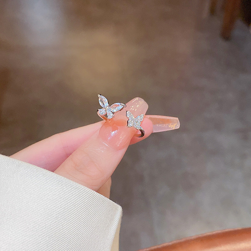 Adjustable Zircon Heart Ring