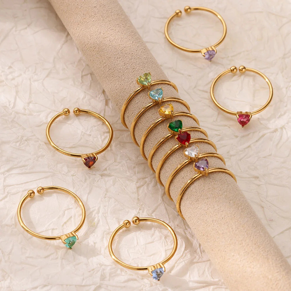 Adjustable Zodiac Birthstone Ring with Gold Plating