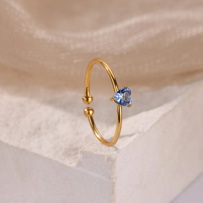 Adjustable Zodiac Birthstone Ring with Gold Plating