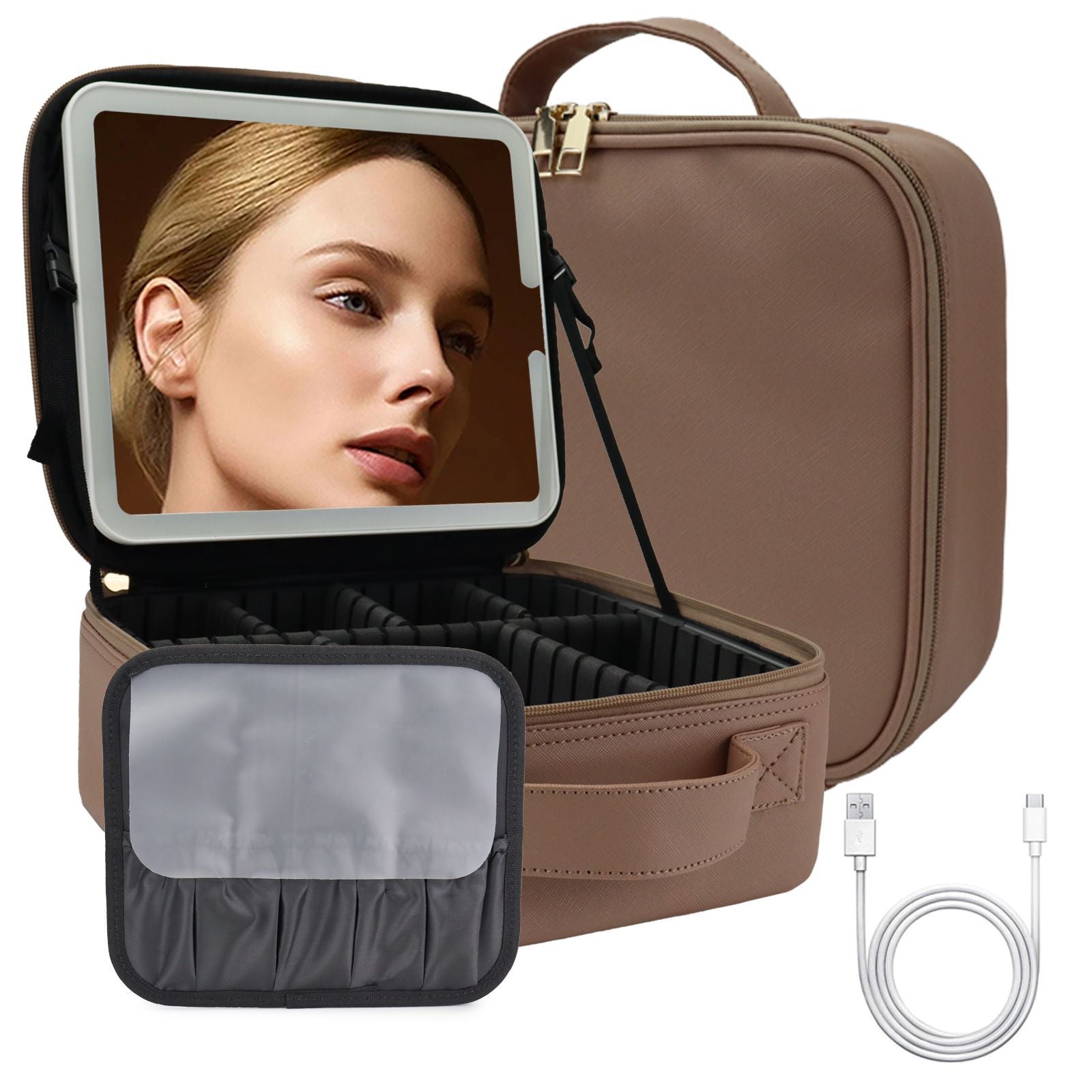 Advanced Led Travel Cosmetic Bag with Mirror for Women