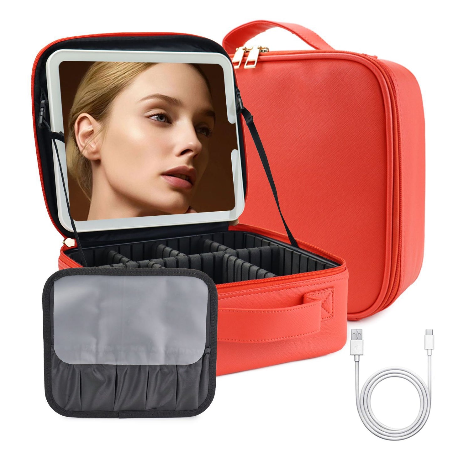Advanced Led Travel Cosmetic Bag with Mirror for Women