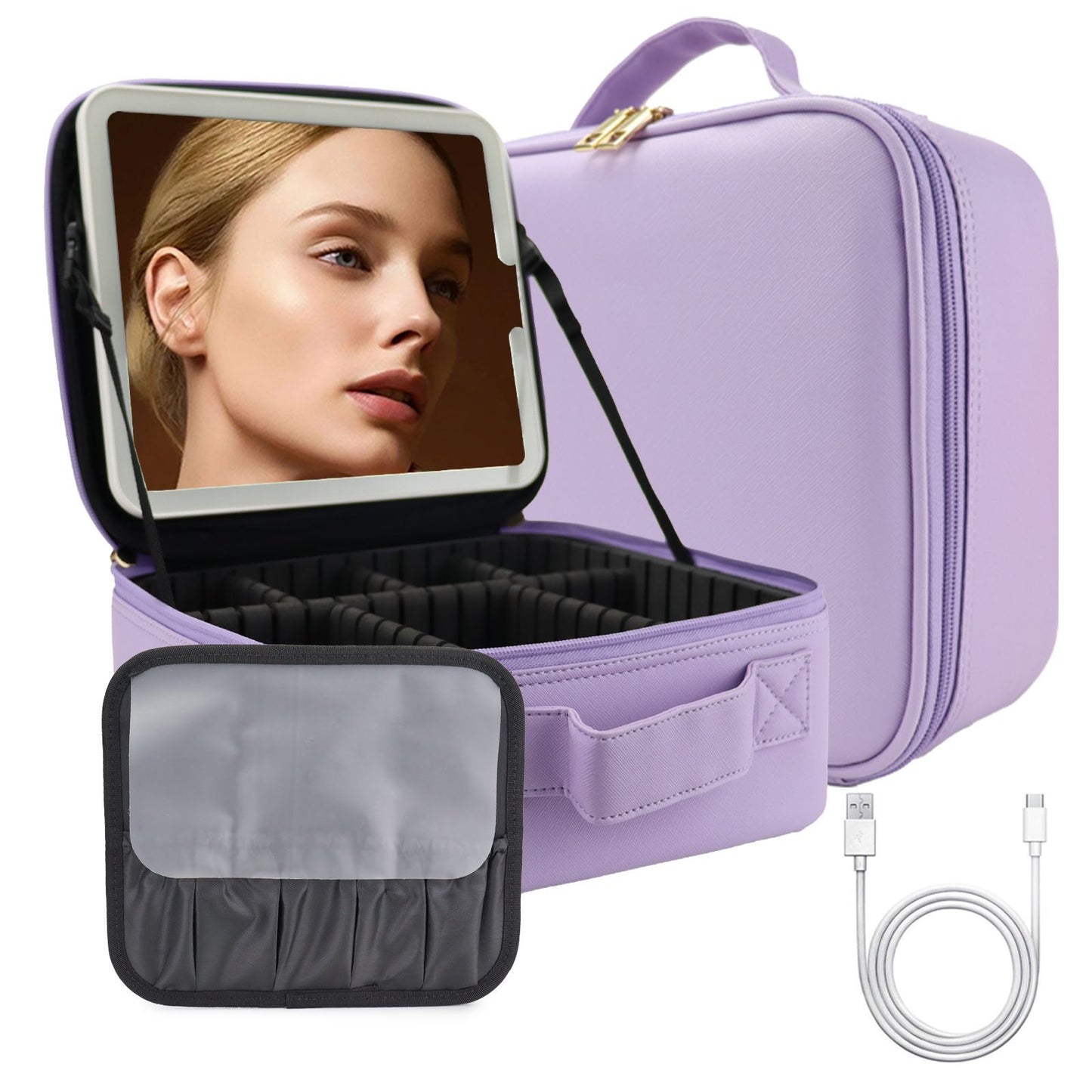 Advanced Led Travel Cosmetic Bag with Mirror for Women