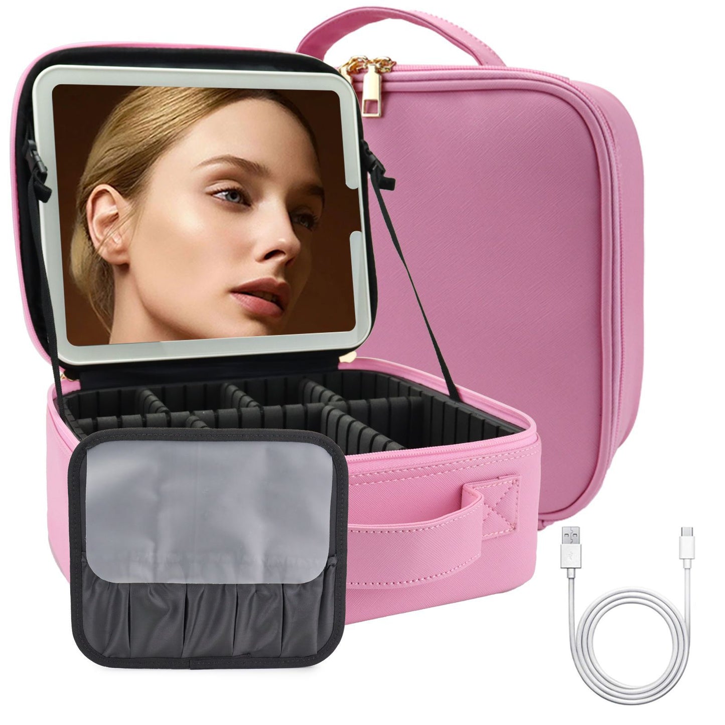 Advanced Led Travel Cosmetic Bag with Mirror for Women