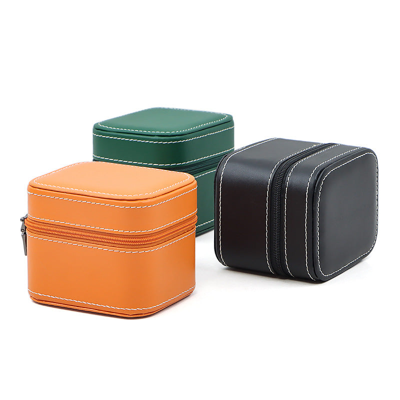 Advanced sense PU car line watch box business pocket watch watch portable zipper fashion jewelry box storage cross-border