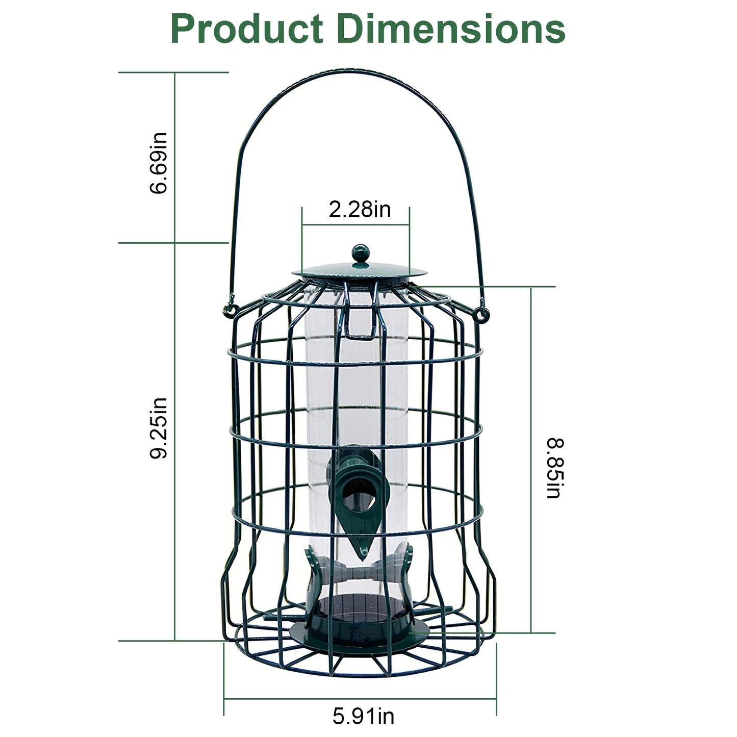 Squirrel-Proof Metal Bird Feeder with 4 Ports for Songbirds